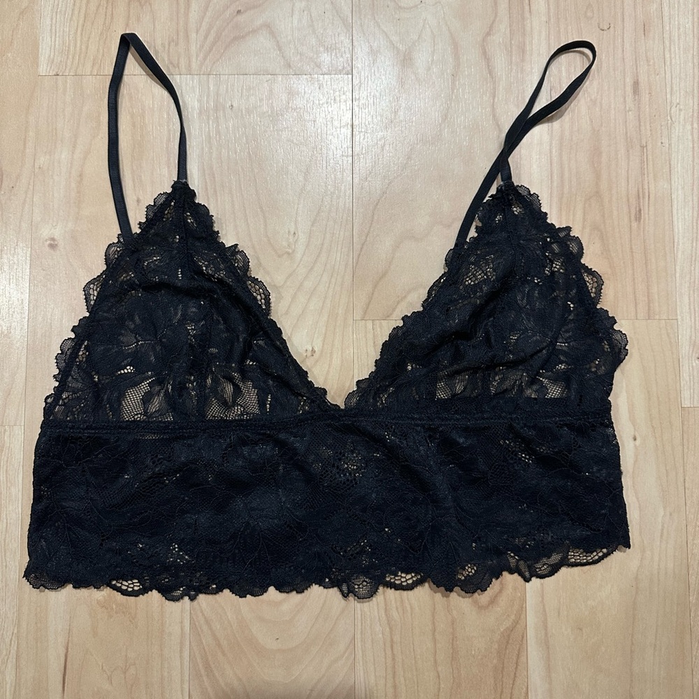 Free people intimately black lace bralette, M